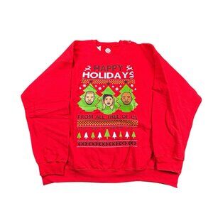 The Breakfast Club Christmas Sweatshirt Mens 2XL Red Happy Holidays Spellout USA